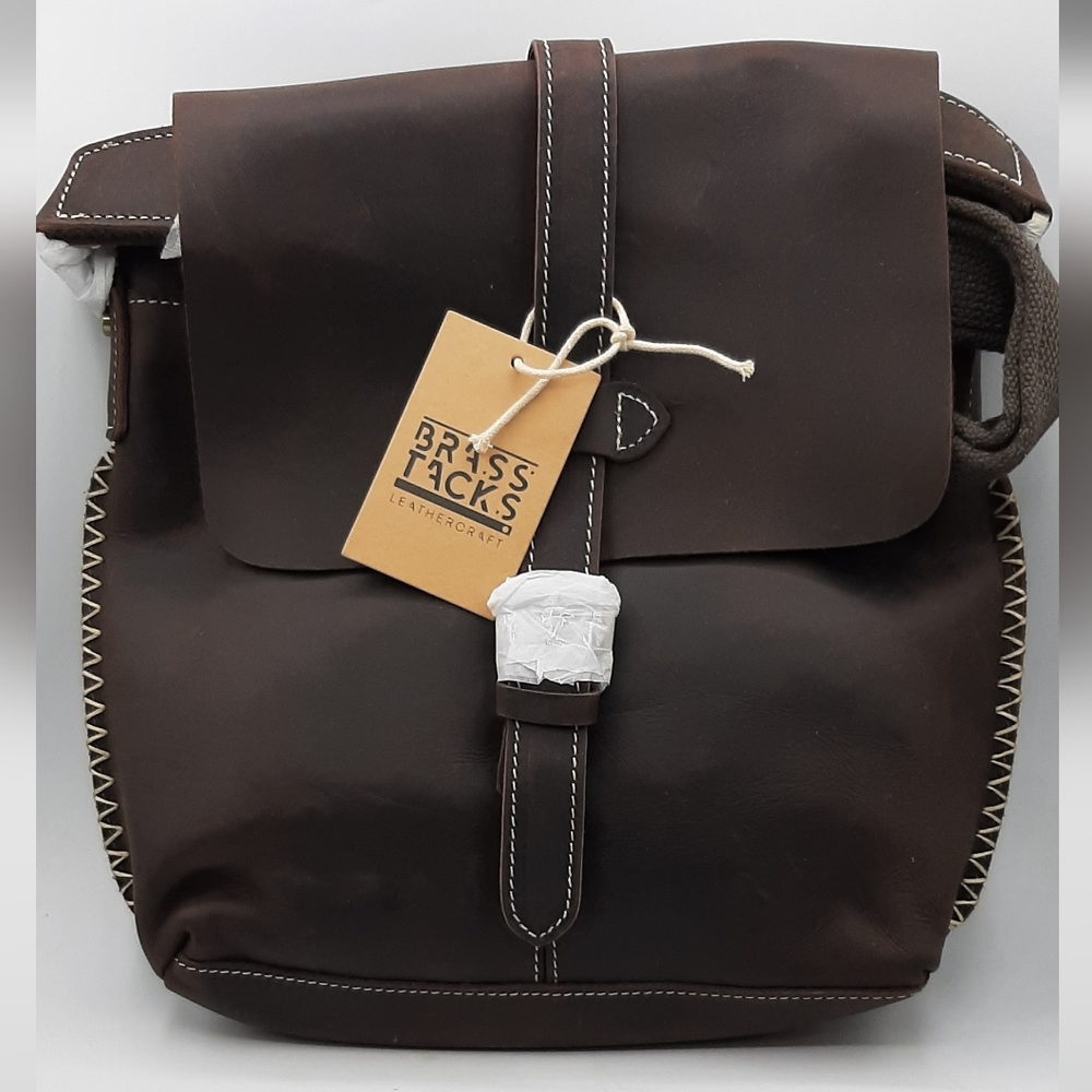 Brass Tacks Leathercraft Brown Leather Shoulder Purse Bag Brand New